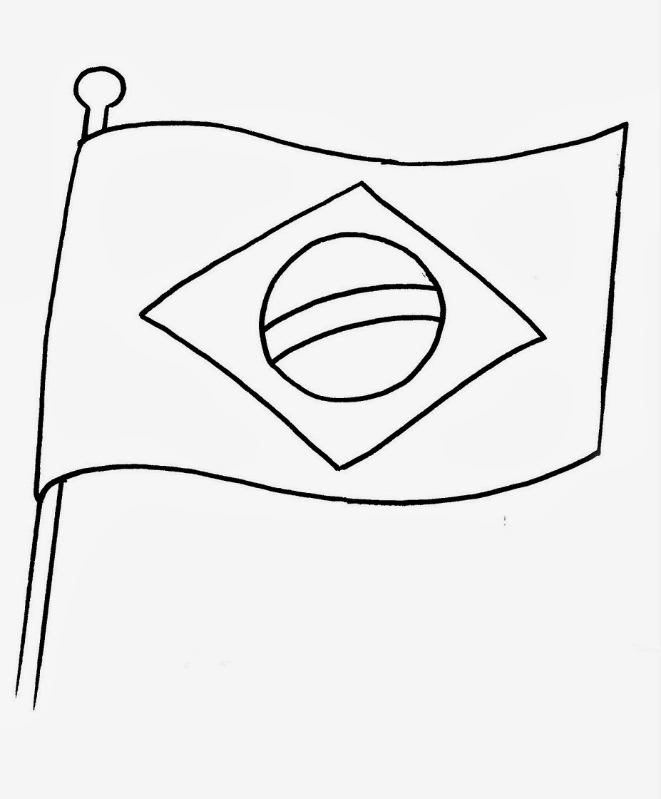 Desenhos para Pintar: Desenhos da Bandeira do Brasil para Colorir