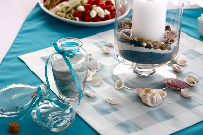 Beach themed wedding centrepiece