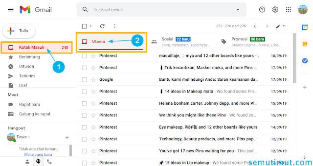 cara melihat kode verifikasi email google