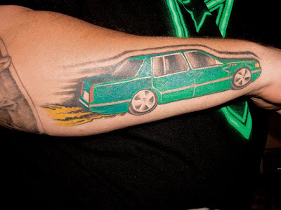 Cars on body strange tattoos