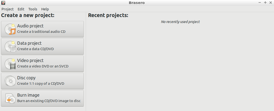 Brasero main window