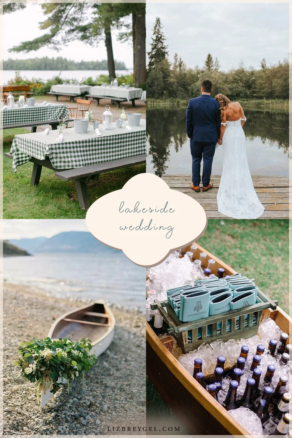 diy ideas and decorations for lakeside wedding ceremony