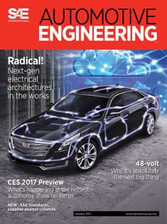 Automotive Engineering 2017-01 - January 2017 | ISSN 2331-7639 | TRUE PDF | Mensile | Professionisti | Meccanica | Progettazione | Automobili | Tecnologia
Automotive industry engineers and product developers are pushing the boundaries of technology for better vehicle efficiency, performance, safety and comfort. Increasingly stringent fuel economy, emissions and safety regulations, and the ongoing challenge of adding customer-pleasing features while reducing cost, are driving this development.
In the U.S., Europe, and Asia, new regulations aimed at reducing vehicle fuel consumption/CO2 are opening the door for exciting advancements in combustion engines, fuels, electrified powertrains, and new energy-storage technologies. Meanwhile, technologies that connect us to our vehicles are steadily paving the way toward automated and even autonomous driving.
Each issue includes special features and technology reports, from topics including:  vehicle development & systems engineering, powertrain & subsystems, environment, electronics, testing & simulation, and design for manufacturing