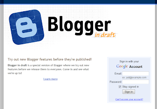 Blogger in draft Login Page