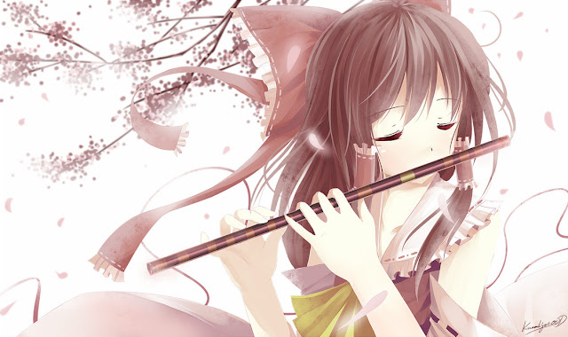  Reimu playing flute 