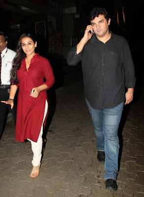 Vidya Balan with Huby Snapped At Special Screenin g of Ghanchakkar