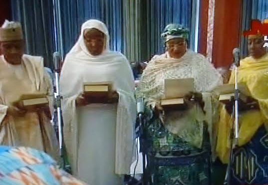 Alhassan, Aisha Abubakar, Aisha Ibrahim, Dan Ali taking oath of office