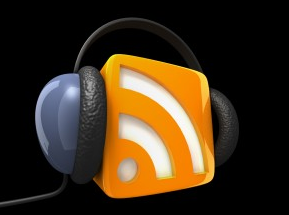 Picture of a podcast with headphones on