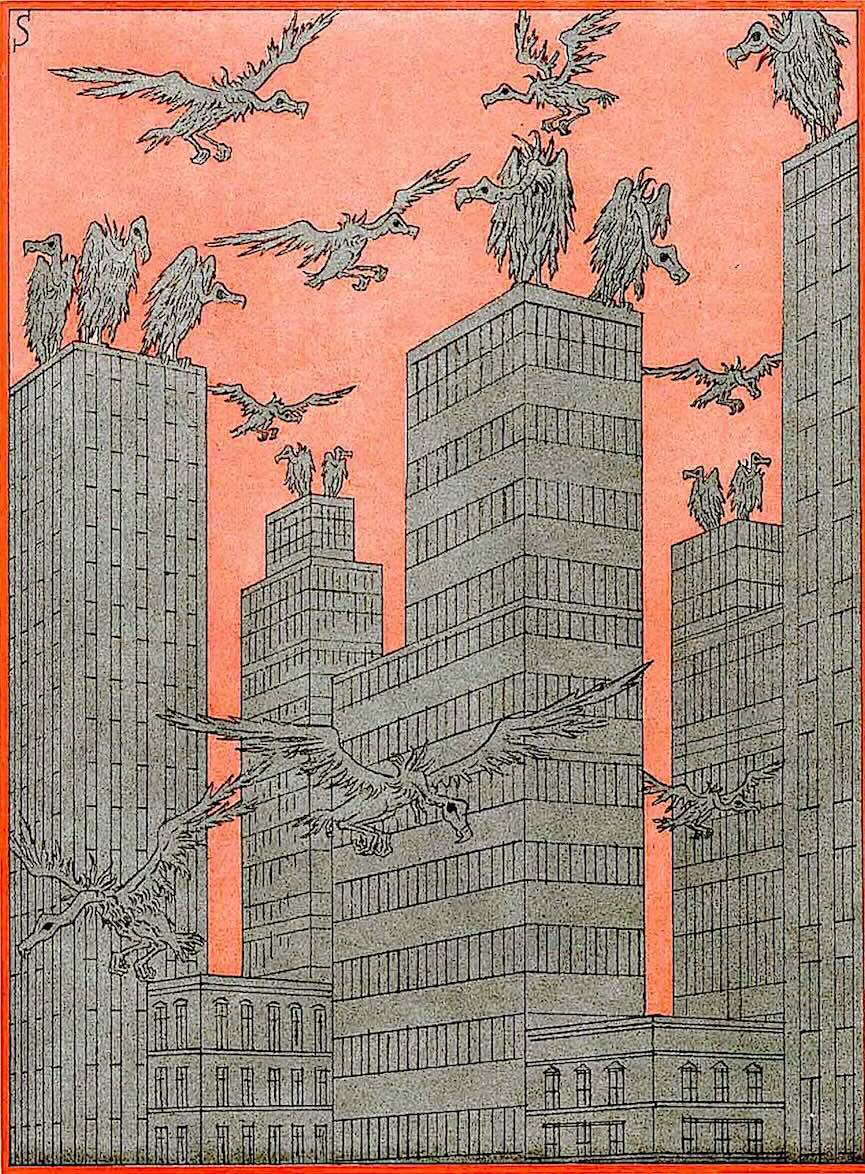 1931 Simplicissimus magazine, vultures on a city