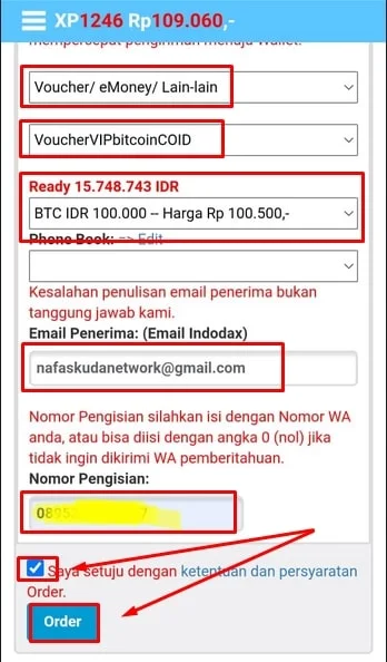 Pembelian voucher Bitcoin