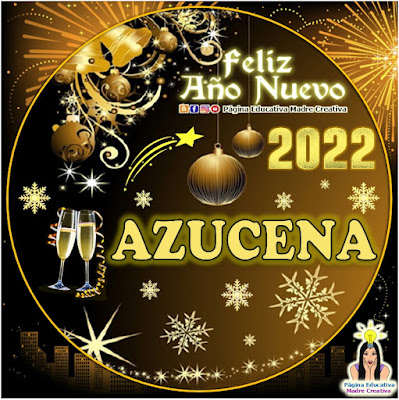 Nombre AZUCENA por Año Nuevo 2022 - Cartelito mujer