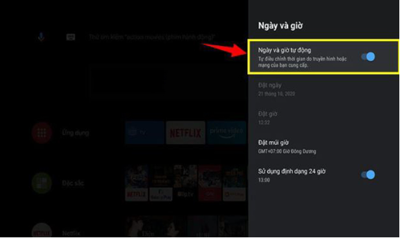 Cách 2: Cài đặt ngày giờ tự động