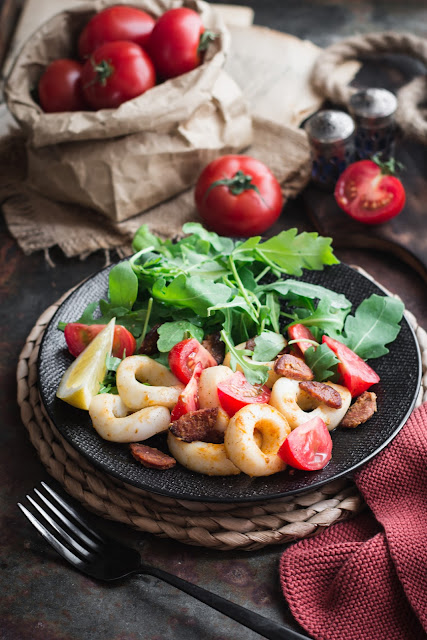 Recette de la salade de calamars au chorizo