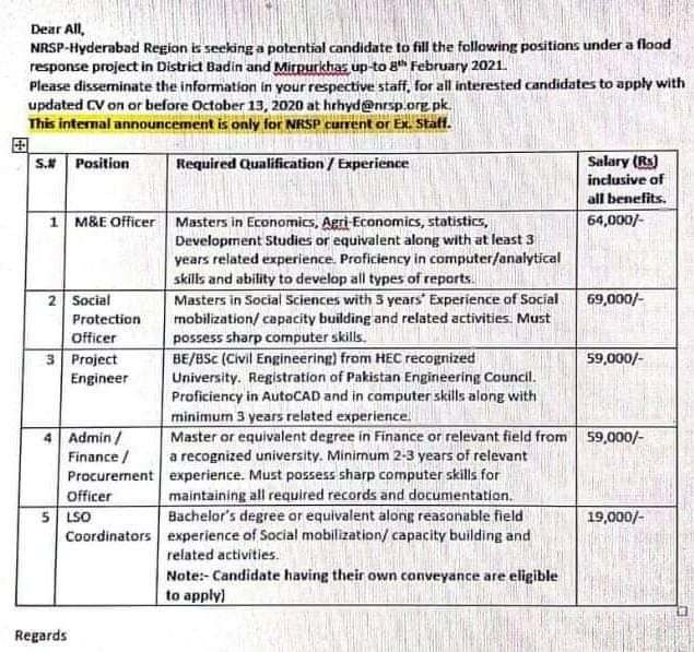 Jobs in  NRSP NGOs Badin & mirpurkhas sindh