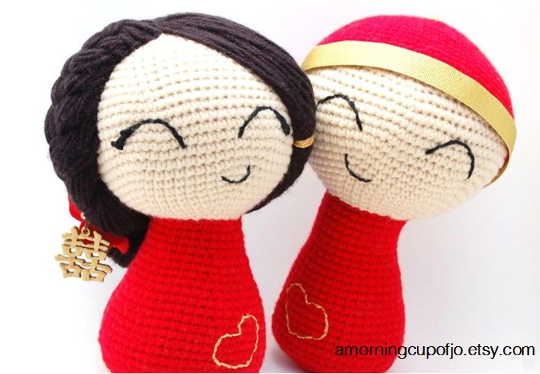 These Chinese Wedding Dolls were crocheted as a Custom Order for my first