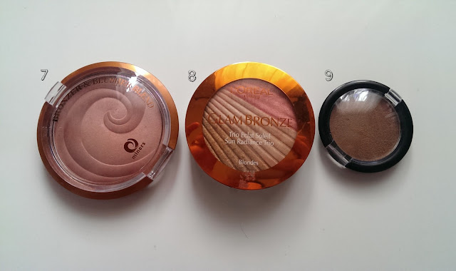 Three different bronzers