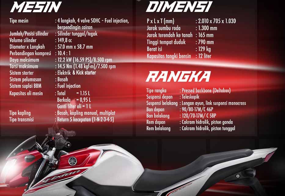 Berikut ini Spesifikasi Lengkap New Yamaha Vixion 2013 :