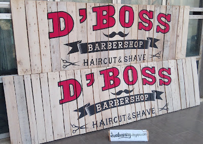 hiasan barbershop , jasa desain cafe , jasa lettering dinding, jasa lukis dinding, Pesanan 2 papan nama lettering untuk barbershop di Tangerang Banten , jasa bikin logo, 