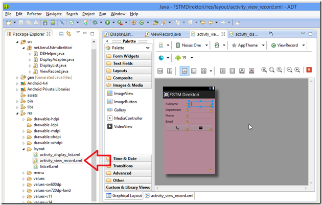 layout design for ViewRecord