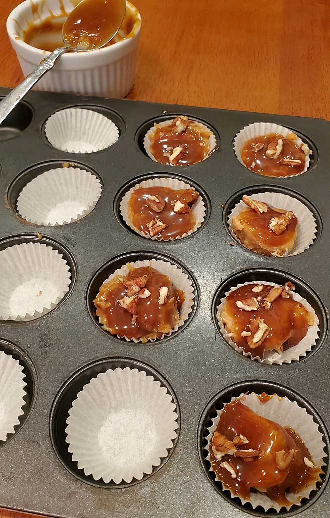 these are homemade pralines in mini cupcake tins