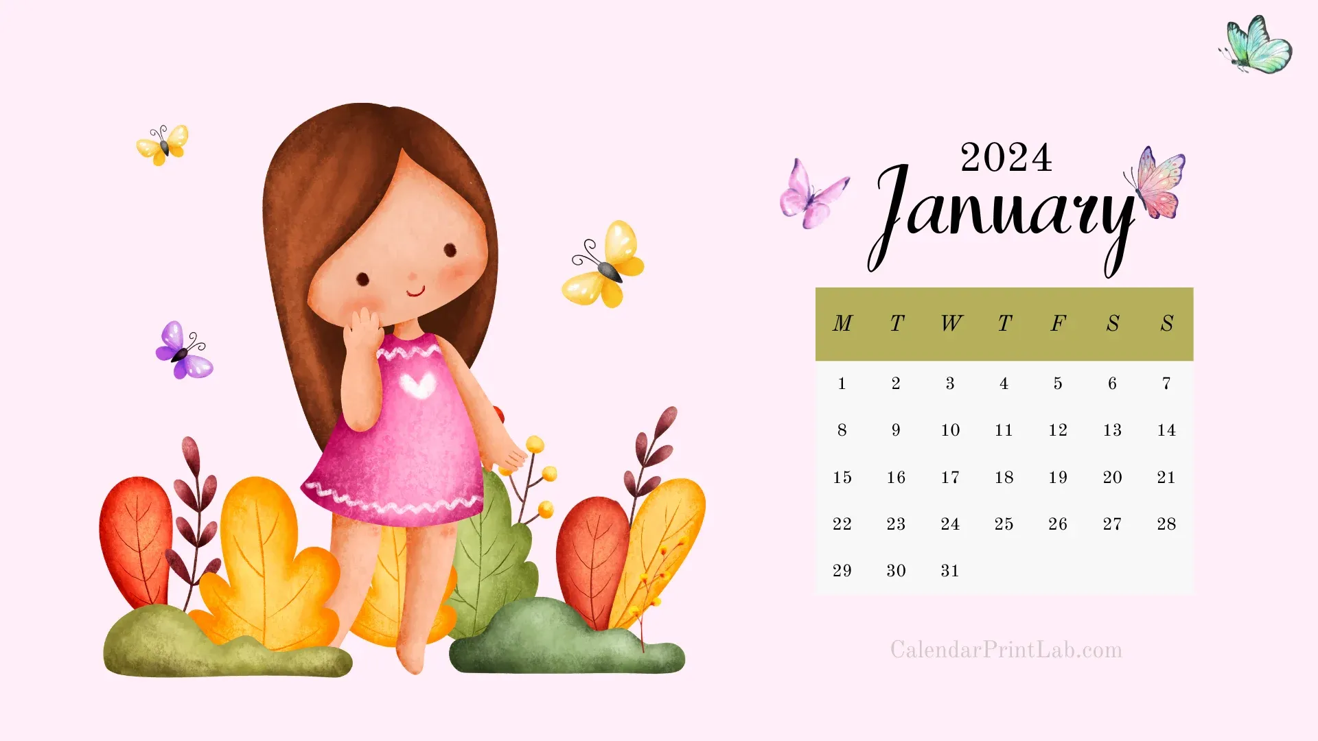 January 2024 Calendar Desktop Wallpaper