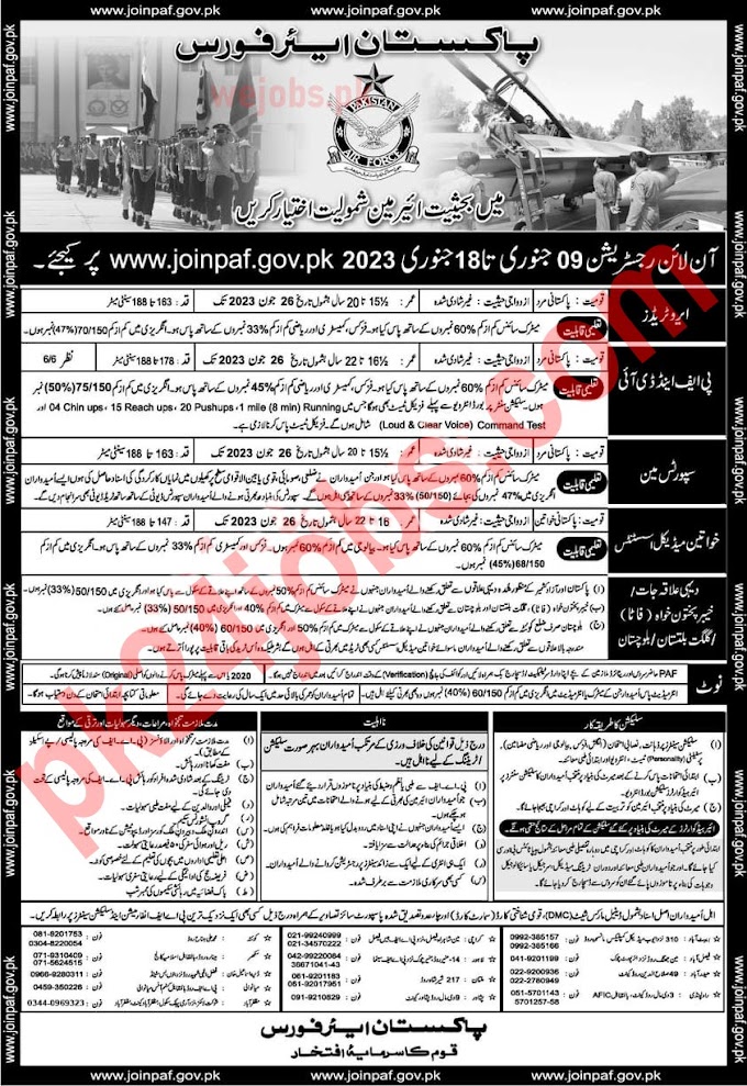 Pak Air Force Jobs 2023 – Government Jobs 2023