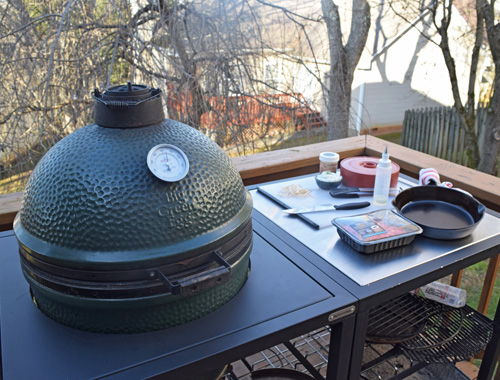 Big Green Egg set up for making my gyros