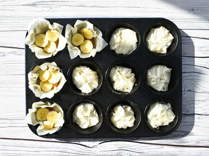 Banana Caramel Hand Pies - step 6 - a tray of caramel banana hand pies