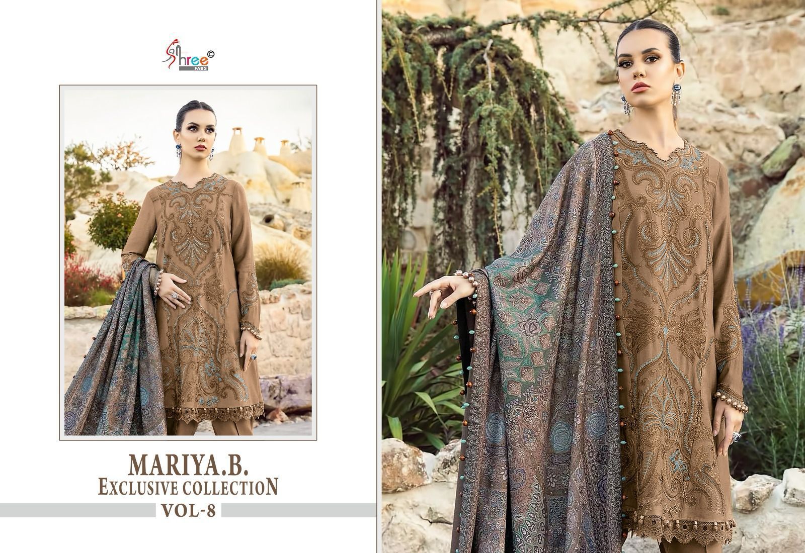 Mariya B Exclusive Collection Vol 8 Shree Fabs Rayon Cotton Self Embroidery Pakistani Salwar Suits
