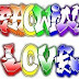 Digital 3D Graffiti Alphabet "SHOWIN LOVE"  with Full Light Color Design -