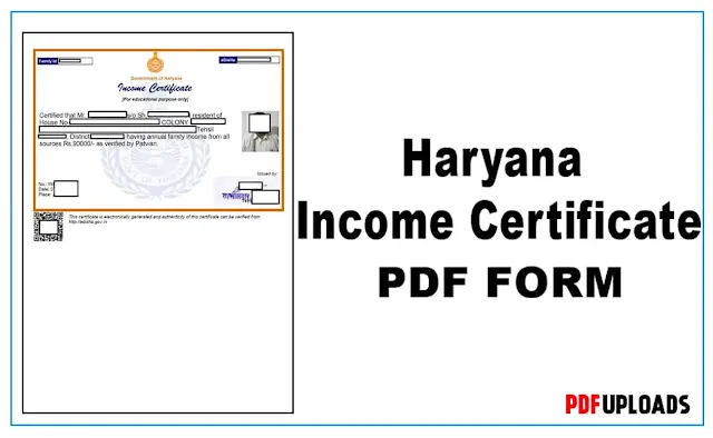 Haryana Income Certificate Form PDF-Hindi