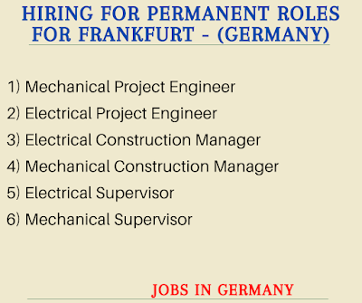 Hiring for Permanent Roles for Frankfurt - (Germany)