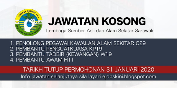 Jawatan Kosong Lembaga Sumber Asli dan Alam Sekitar Sarawak 2020