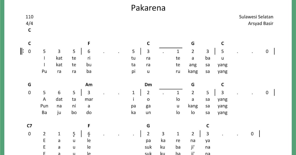 Not Angka Pakarena - SEPUTAR MUSIK