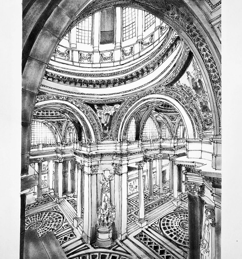 04-Pantheon-in-Paris-Architecture-Drawings-Stephen-Travers-www-designstack-co