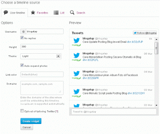 Cara Memasang Status Twitter Ke Blog