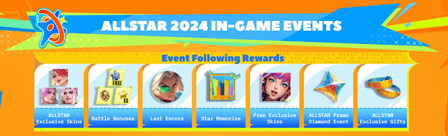 Mobile Legends ALLSTAR 2024 Events (ALLSTAR Exclusive Skins, Battle Bonuses, Last Encore, Star Memories, Free Exclusive Skins, ALLSTAR Promo Diamond Event, ALLSTAR Exclusive Gifts)