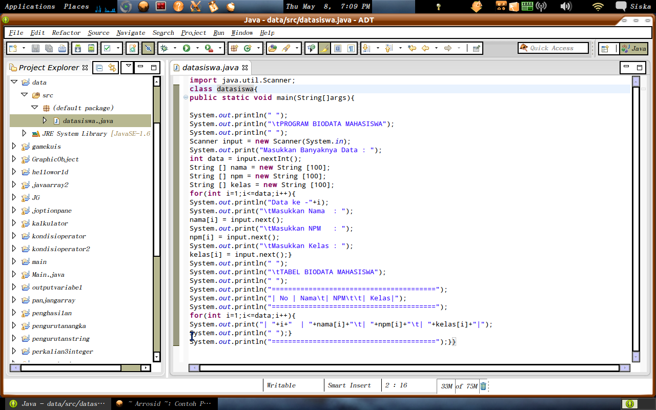 Java Programming: Contoh Program Biodata Mahasiswa Pada Java