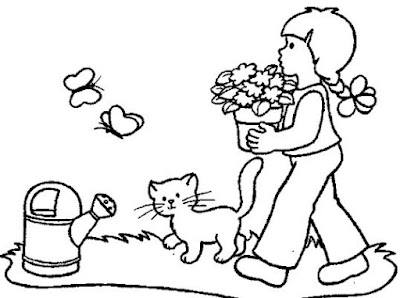 Free Coloring Sheets  Kids on Girl In Garden   Free Kids Coloring Pages   Kids Online World Blog