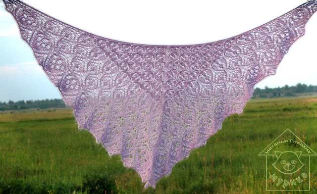 шаль, вязание спицами, мурико, shawl