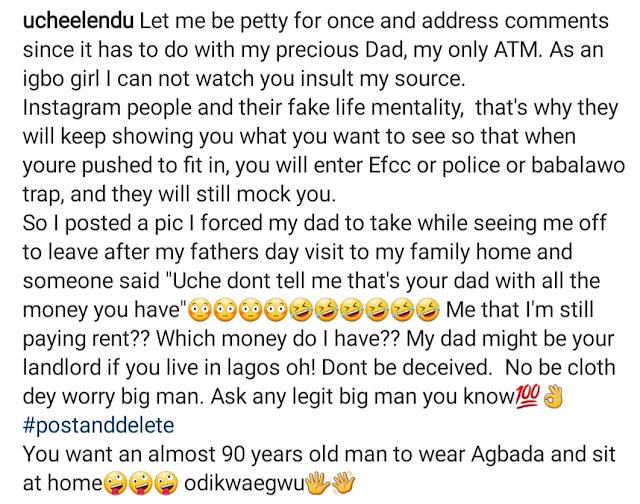 The Money My Father Gave Me To Start A Business, Most Of You Will Have To Sleep With 34 Men To Get Half Of It- Uche Elendu