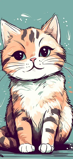 Papel de Parede Desenho de um Gato Fofo