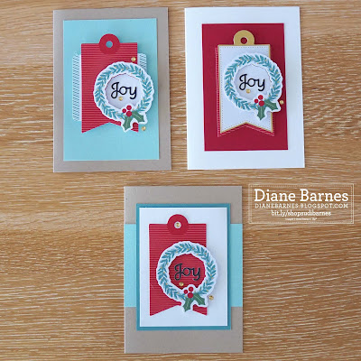 15 Handmade Christmas cards using Stampin Up Festive Tags Kit. Cards made by Diane Barnes - Independent Demonstrator in Sydney Australia. CAS cards - quick and easy cards - stampinupcards - colourmehappy - cardmaking