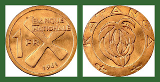 K1 KATANGA 1 FRANC RARE COIN UNC 1961
