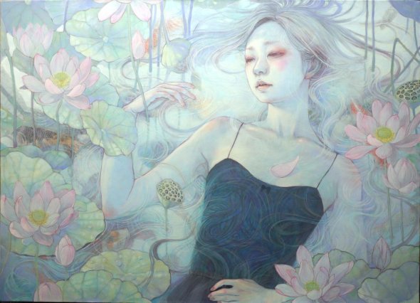 Miho Hirano pinturas mulheres delicadas orientais surreais fantasia triste