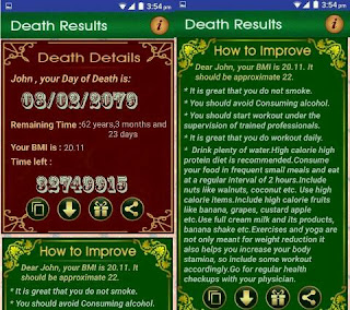 Aplikasi Android Death Date Calculator - Clock Life Prediction time