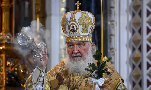 Russian Patriarch Kirill celebrates a Christmas service at the Christ the Savior cathedral in Moscow.