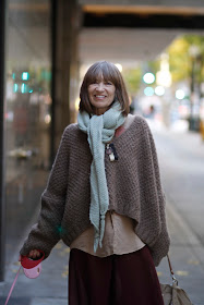 Marsha Burns downtown Seattle street style fashion sweater scarf