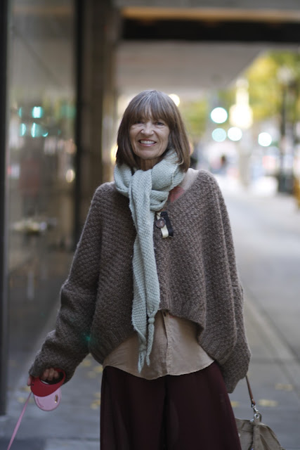 Marsha Burns downtown Seattle street style fashion sweater scarf