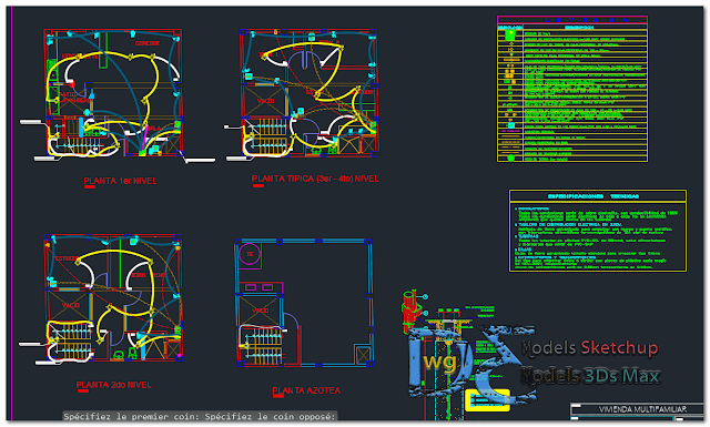 Single-family housing sanitary architecture electrical structures in AutoCAD  